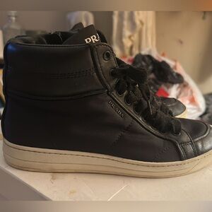 Prada Milano Women’s Black Leather Sneakers